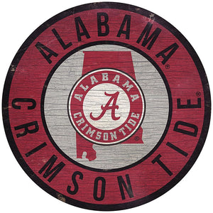 Alabama Crimson Tide 12" Wood Circle Sign