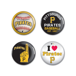 Pittsburgh Pirates Button 4 Pack - 1 1/4" Round