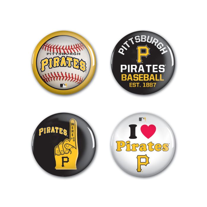 Pittsburgh Pirates Button 4 Pack - 1 1/4