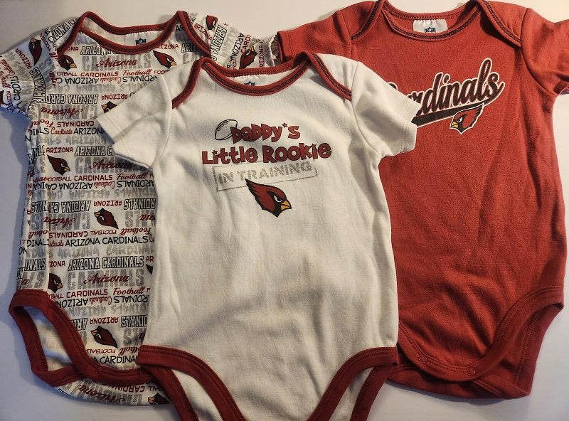 Gerber Baby Boys Arizona Cardinals Short Sleeve Bodysuits-3 Pack - 6/12 Months