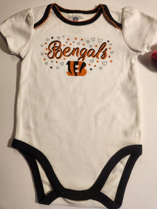 Cincinnati Bengals Girl's 3-Pack Onesie Set - 6/12 months