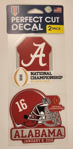 Alabama Crimson Tide "2018 National Champions" Perfect Cut Decal - Set of two 4"x4"