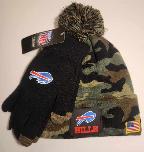 Buffalo Bills Camo Cuffed Beanie with Gloves