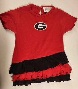 Georgia Bulldogs Ruffled Bias Shirt - Red & Black