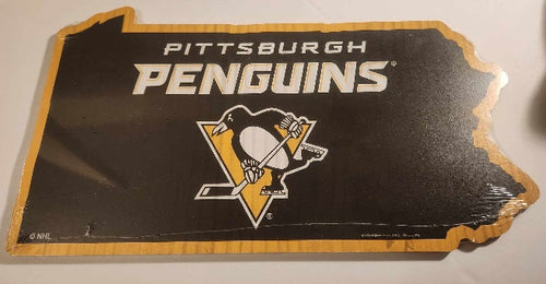 Pittsburgh Penguins State Shaped Wood Sign - 8