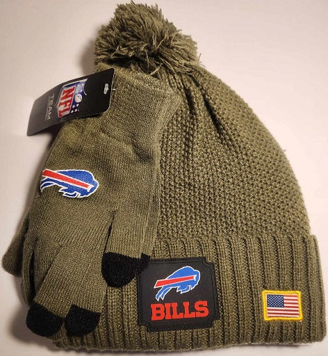 Buffalo Bills Olive Drab Green Cuffed Beanie with Gloves