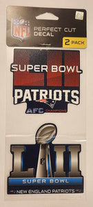 New England Patriots "AFC Champions/ Super Bowl LII" Perfect Cut Decal - Set of two 4"x4"