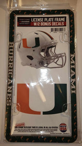 Miami Hurricanes Thin Rim License Plate Frame with Decals