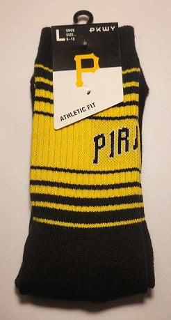 Pittsburgh Pirates Black and Gold Striped Men's Crew Socks