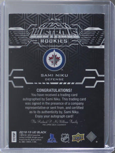 Sami Niku 2019-20 SPx 2018-19 UD Black Update - Lustrous Rookies Auto Parallel, LR-SN