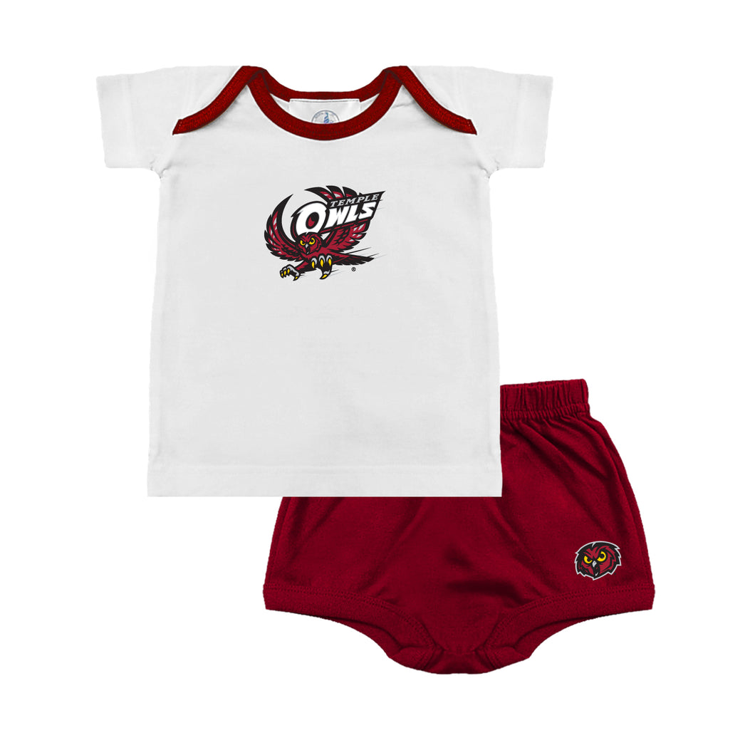 Baby Boys Temple Owls Tee Shirt & Diaper Set Size 12 Months