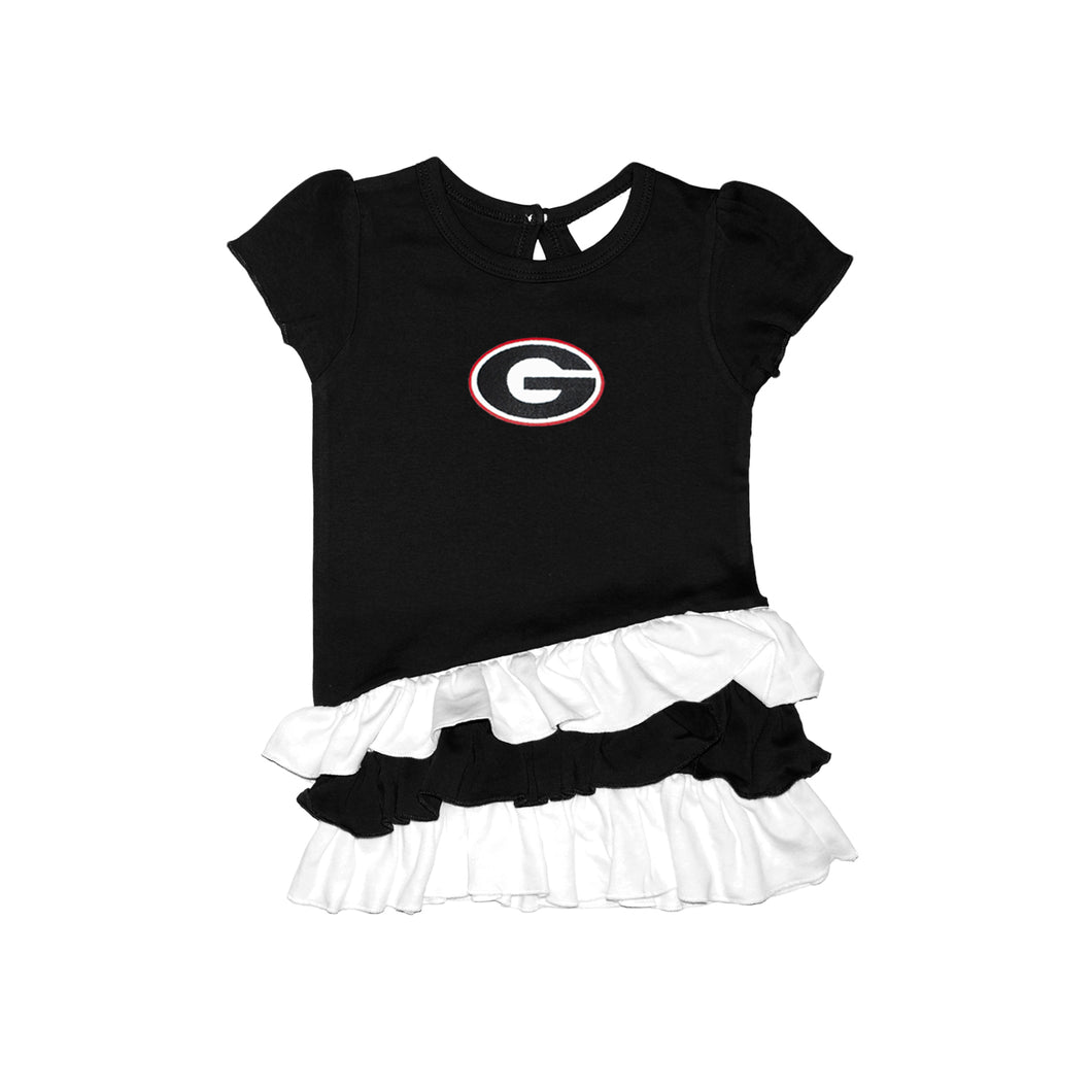 Georgia Bulldogs Ruffled Bias Shirt - Black