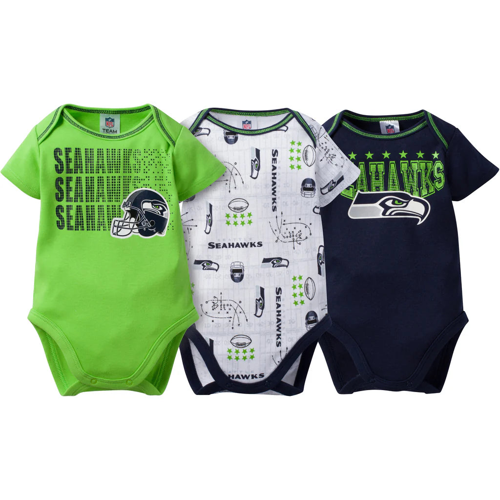 Seattle Seahawks Baby 3 Pack Short Sleeve Onesies - 18 Months