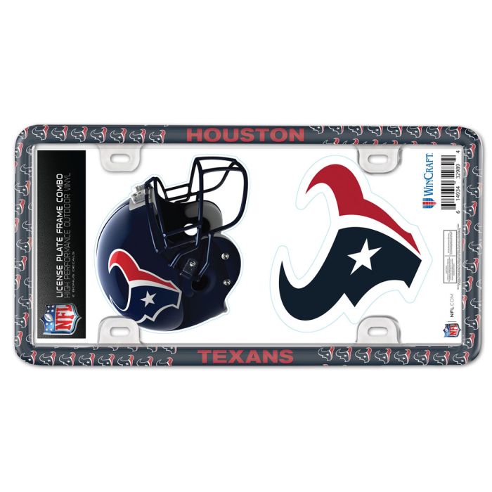 Houston Texans Thin Rim License Plate Frame with Decals