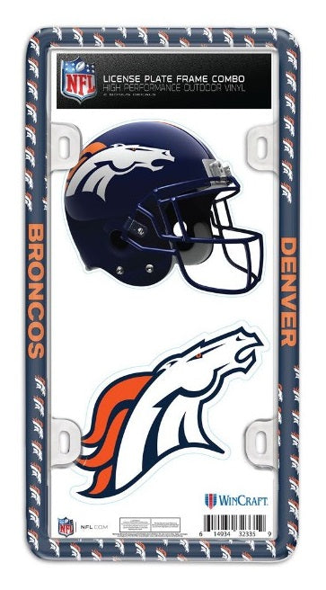 Denver Broncos License Plate Thin Frame - Plastic w/Decal