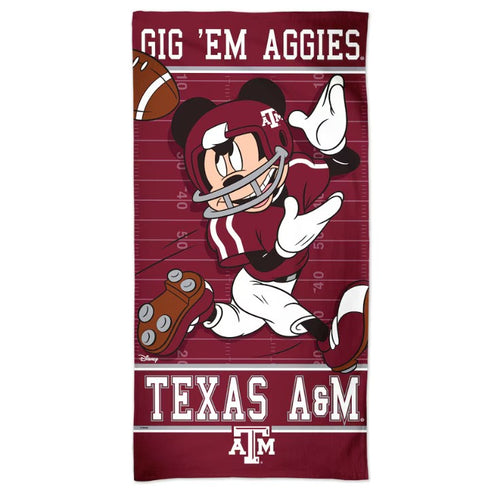 Texas A&M Aggies Mickey Mouse Disney Spectra Beach Towel - 30'' x 60''