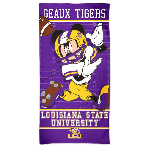 LSU Tigers Mickey Mouse Disney Spectra Beach Towel - 30'' x 60''