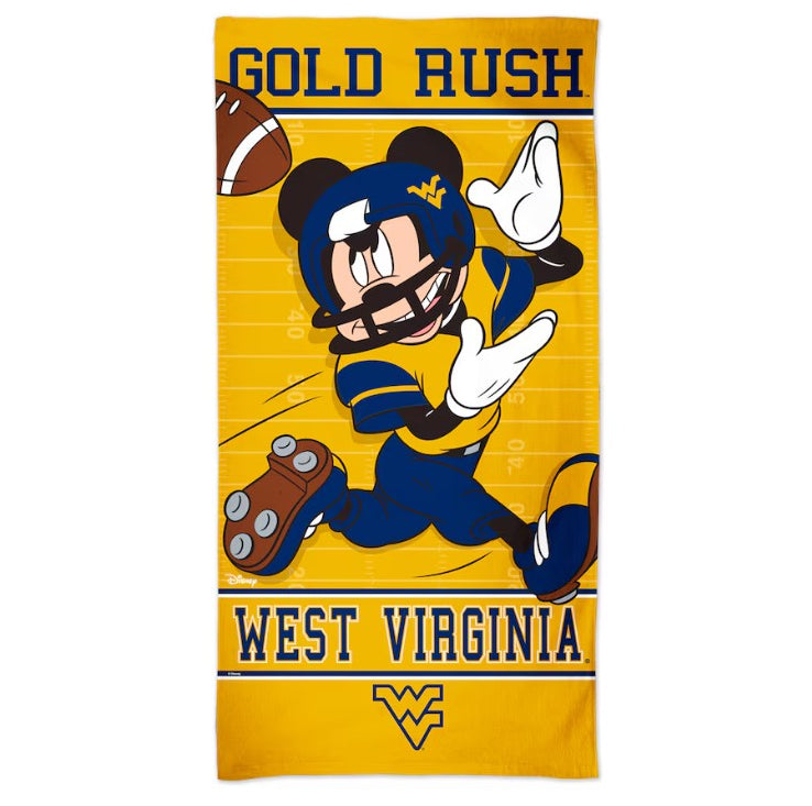 West Virginia Mountaineers Mickey Mouse Disney Spectra Beach Towel - 30'' x 60''