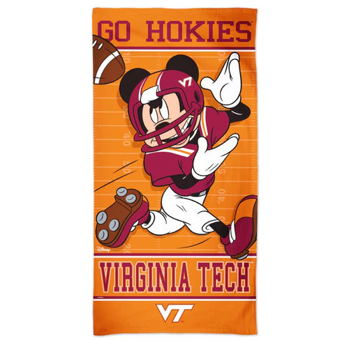 Virginia Tech Hokies Mickey Mouse Disney Spectra Beach Towel - 30'' x 60''