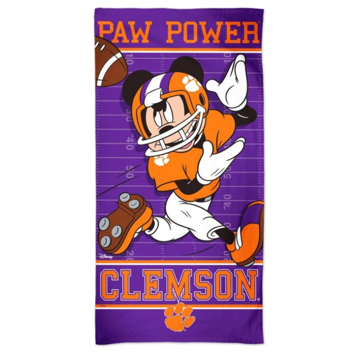 Clemson Tigers Mickey Mouse Disney Spectra Beach Towel - 30'' x 60''