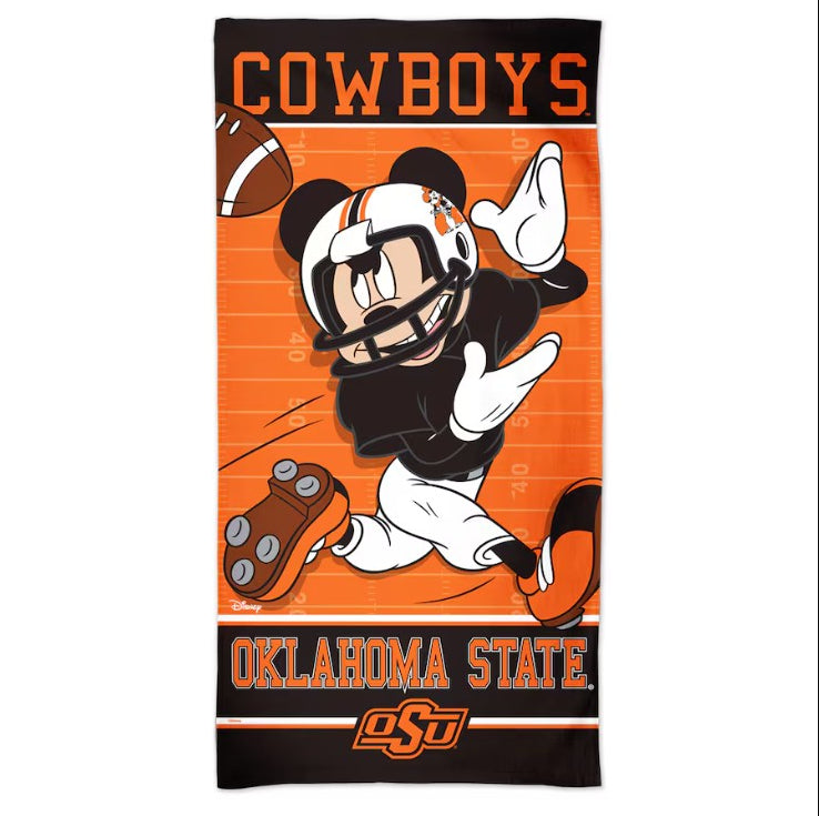 Oklahoma State Cowboys Mickey Mouse Disney Spectra Beach Towel - 30'' x 60''