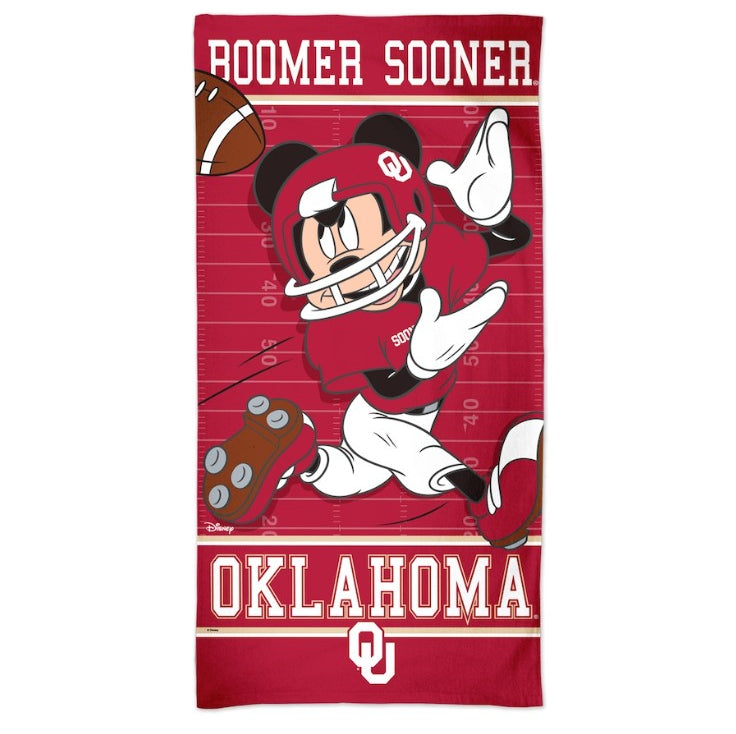 Oklahoma Sooners Mickey Mouse Disney Spectra Beach Towel - 30'' x 60''