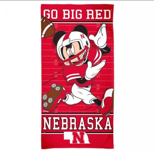 Nebraska Cornhuskers Mickey Mouse Disney Spectra Beach Towel - 30'' x 60''