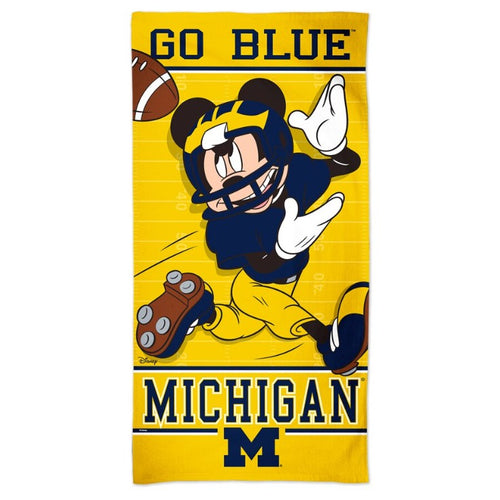 Michigan Wolverines Mickey Mouse Disney Spectra Beach Towel - 30'' x 60''