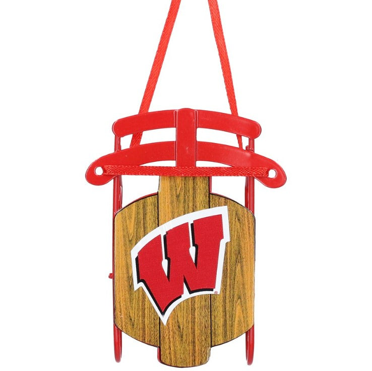 Wisconsin Badgers Metal Sled Ornament