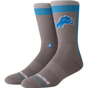 Men's Detroit Lions Stance Gray Local Sayings Crew Socks