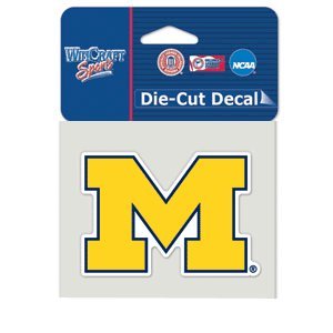 Michigan Wolverines Primary M 'blue outline' Logo Die Cut Decal 4 x 4 Colored