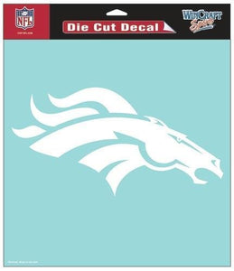 Denver Broncos White Logo Die Cut 8X8 Decal