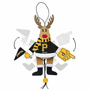 Pittsburgh Pirates Wooden Cheering Reindeer Ornament NWT New