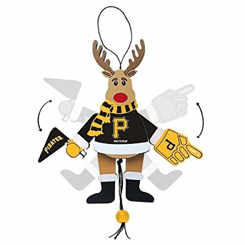 Pittsburgh Pirates Wooden Cheering Reindeer Ornament NWT New