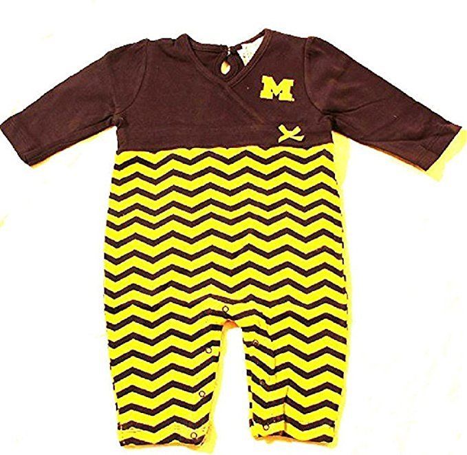 Baby Girls University Of Michigan Wolverines Long Leg Chevron Romper - 6 months