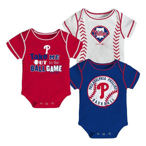 Baby Boys Philadelphia Phillies 3 Pack Bodysuits Size 6/9 Months