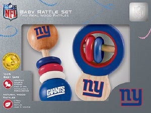 New York Giants Wooden Baby Rattle Set