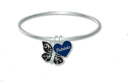 Girls New England Patriots Butterfly Heart Bracelet New NIB