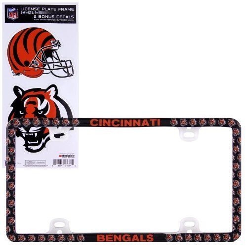 Cincinnati Bengals  Thin Rim License Plate Frame with Decals NIB