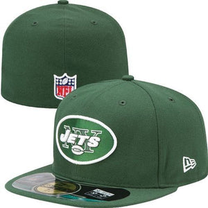 New York Jets Green On-Field Sideline 5950 Fitted Flat Bill Hat Cap NWT 7 1/2