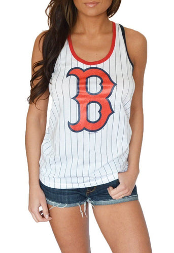 5th & Ocean Boston Red Sox White Pinstripe Tank Top