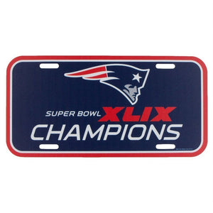 New England Patriots Plastic License Plate - Super Bowl 49 Champs