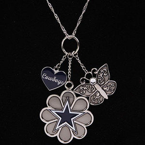 Dallas Cowboys Heart & Butterfly Necklace