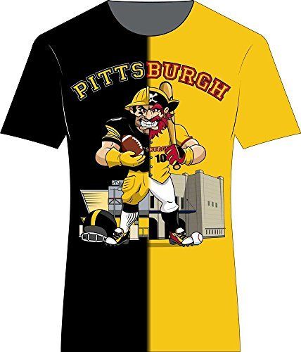 Mens Pittsburgh Steelers/Pirates Split Tee Shirt,Black/Gold NWT