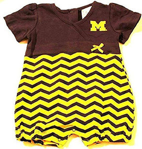 Baby Girls Michigan Wolverines Short Chevron Romper - Size 12 months