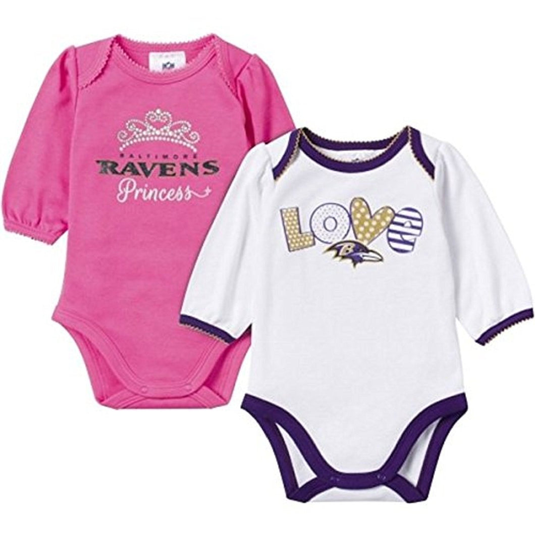 Gerber Baby Girls Baltimore Ravens Long Sleeve Bodysuits-2 Pack