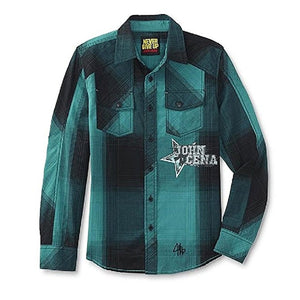 Never Give Up By John Cena Boy's Button-Front Shirt-Plaid