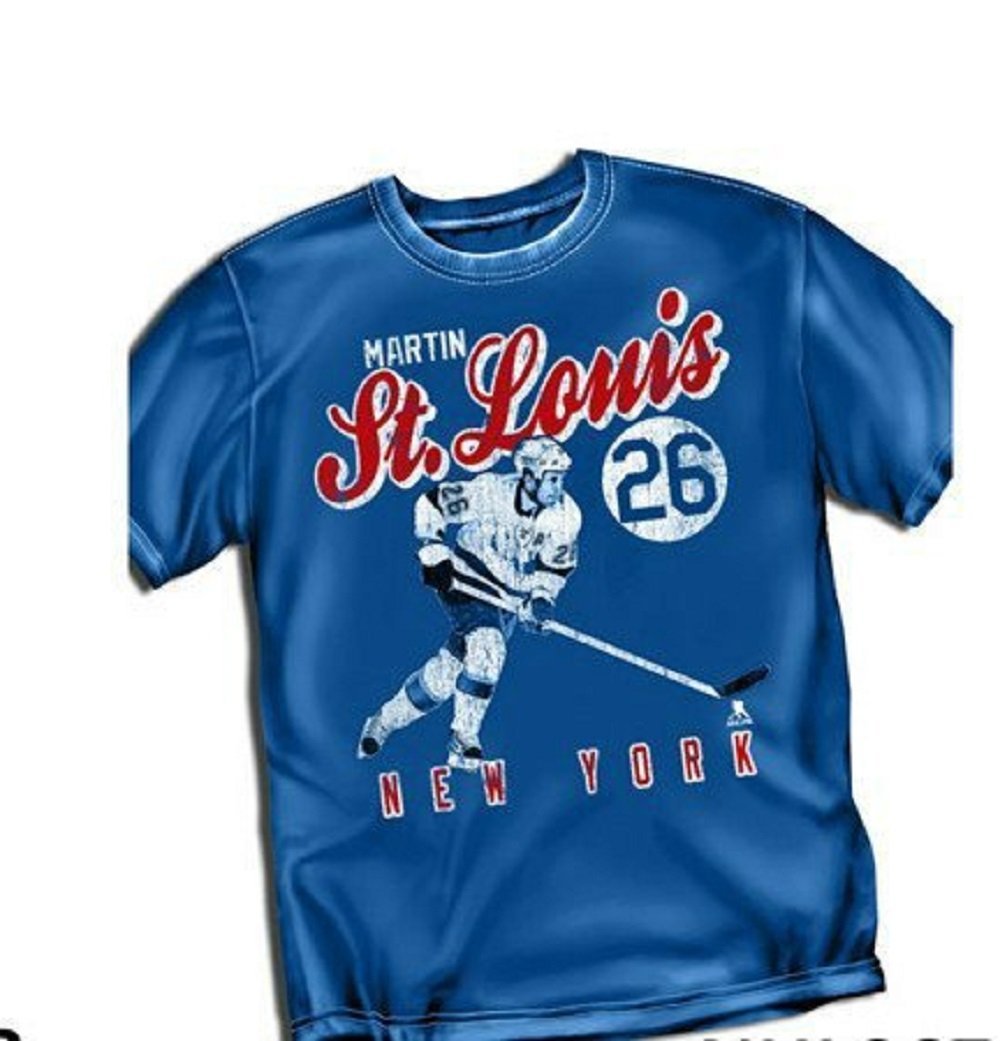 Martin St Louis #26 NY Rangers Vintage Royal Tee Shirt Size XXL