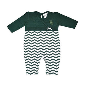 Two feet ahead Baby Girls Baylor Bears Long Leg Chevron Romper (18 months, green)