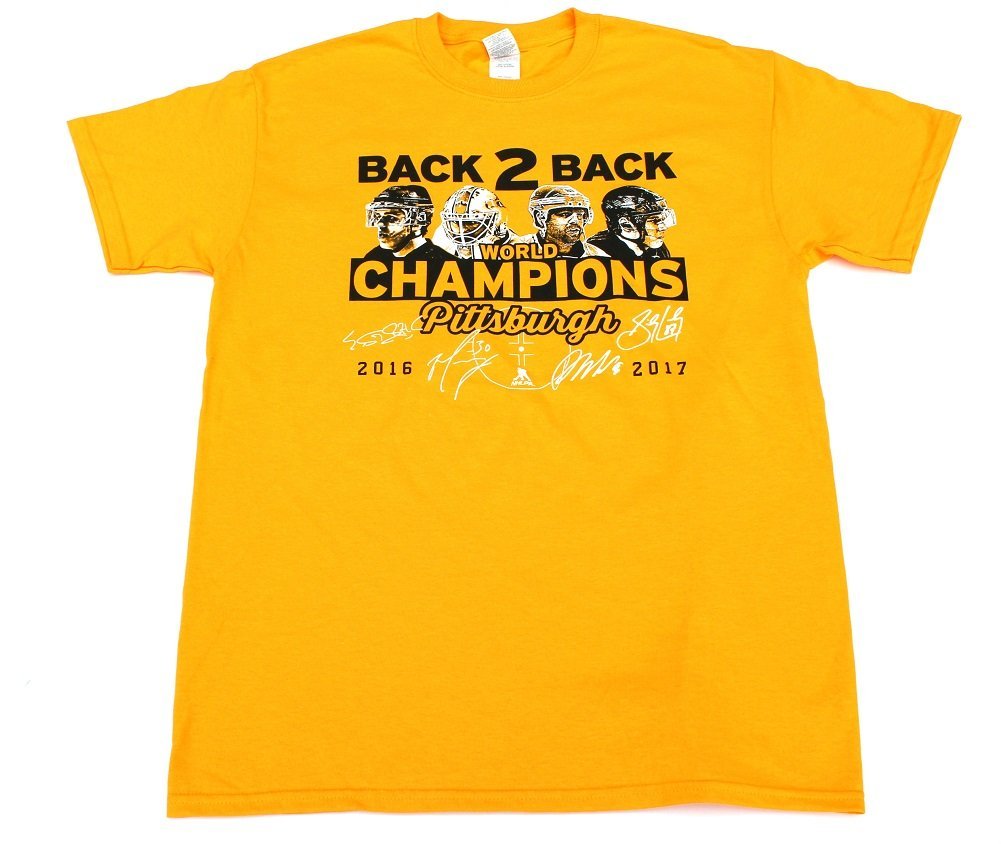 Pittsburgh Penguins Back 2 Back Stanley Cup Tee Shirt Size Large